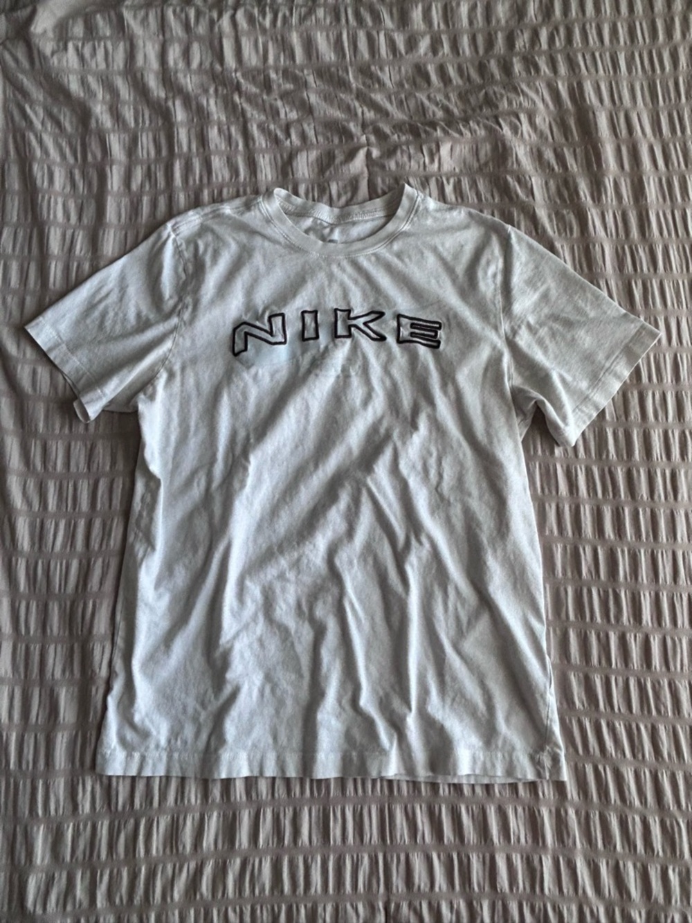 Nike Cream and Brown Embroidered Logo Tee (M)